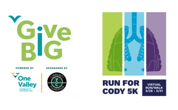 The 'Give Big' and 'Run for Cody 5K' logos